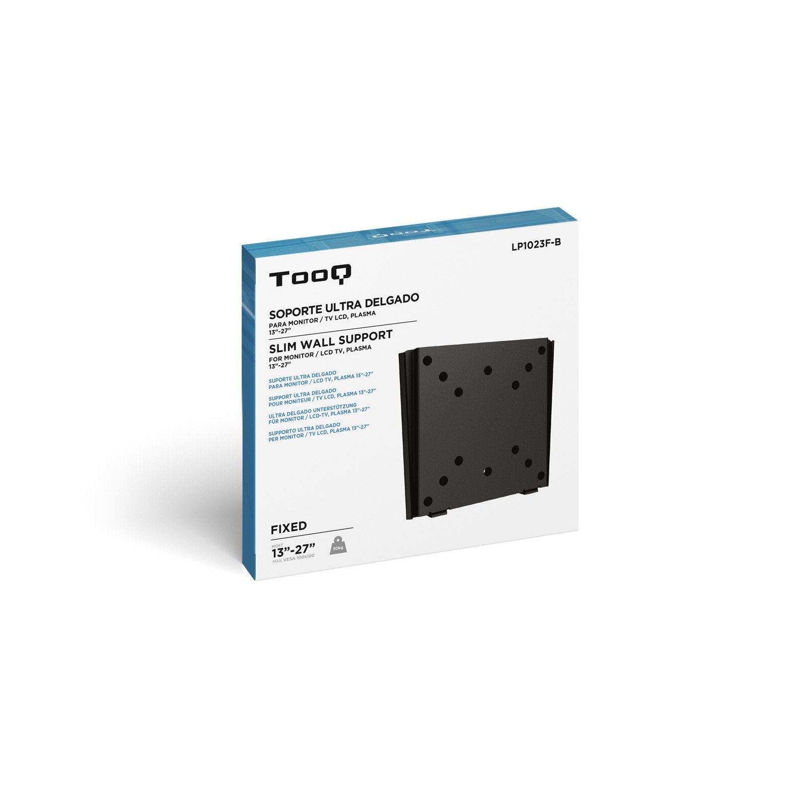 Tooq Soporte Fijo De Pared Para Monitor De 13"-27" - Peso Max 30kg - Vesa 100x100mm - Negro
