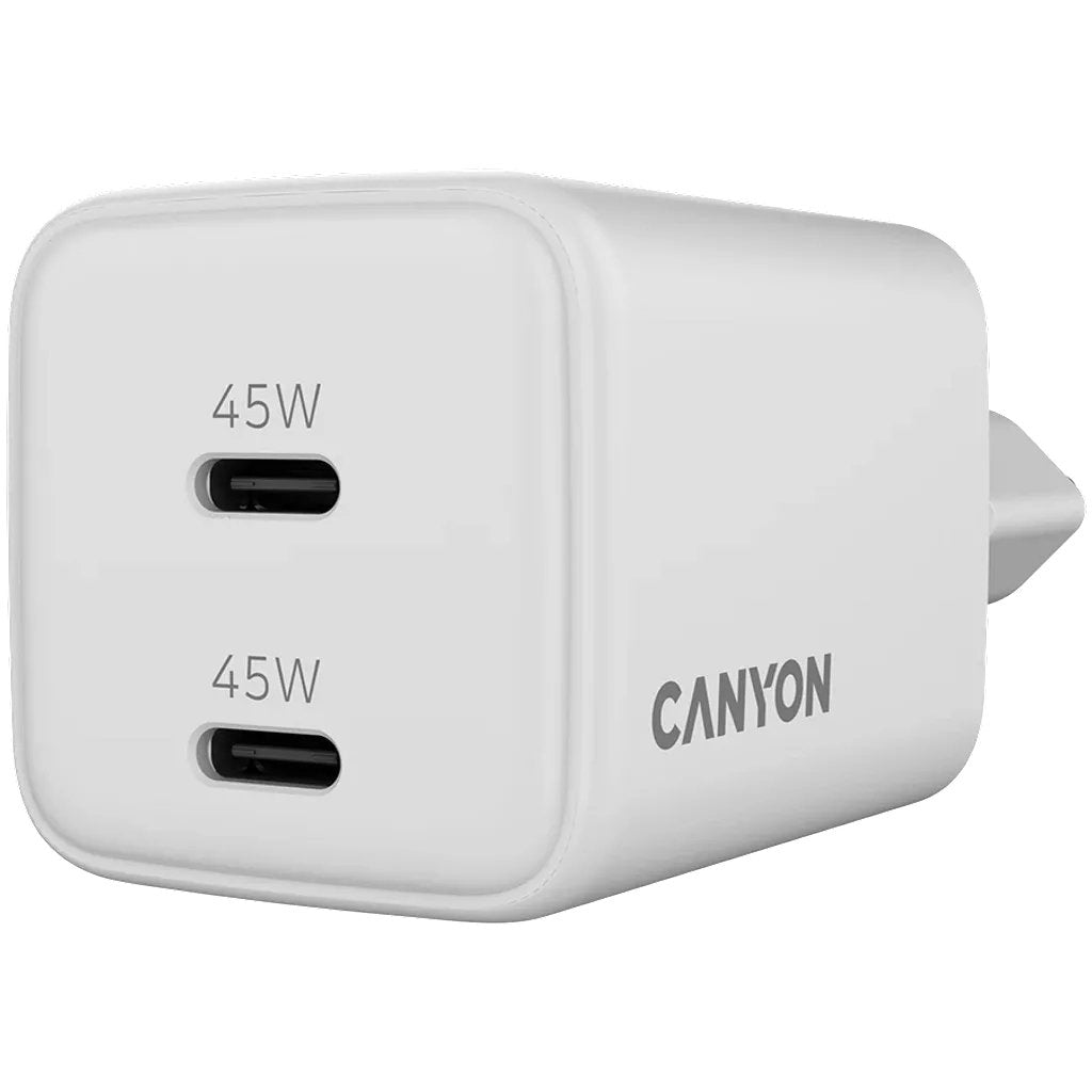 Canyon Cargador Cu45cc Gan 45w 2xpd Usb-C Eu Blanco