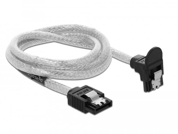 Delock Sata 6 Gb S Cable Gerade Auf Unten Gewinkelt 70 Cm Transparent