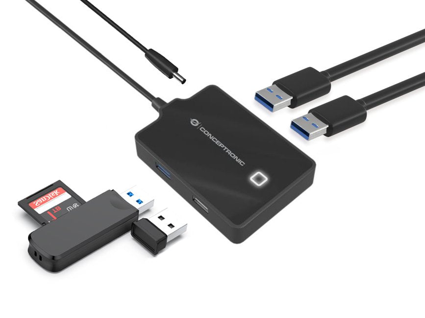 Hub Usb3.0 Conceptronic  Hubbies05b 4 Puertos Y Cable De 90cm