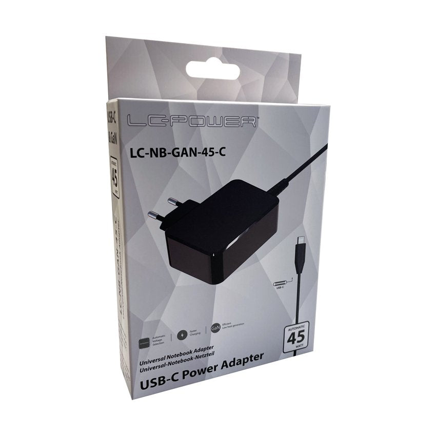 Lc-Power Lc-Nb-Gan-45-C Cargador De Dispositivo Móvil Portátil Negro Corriente Alterna Interior