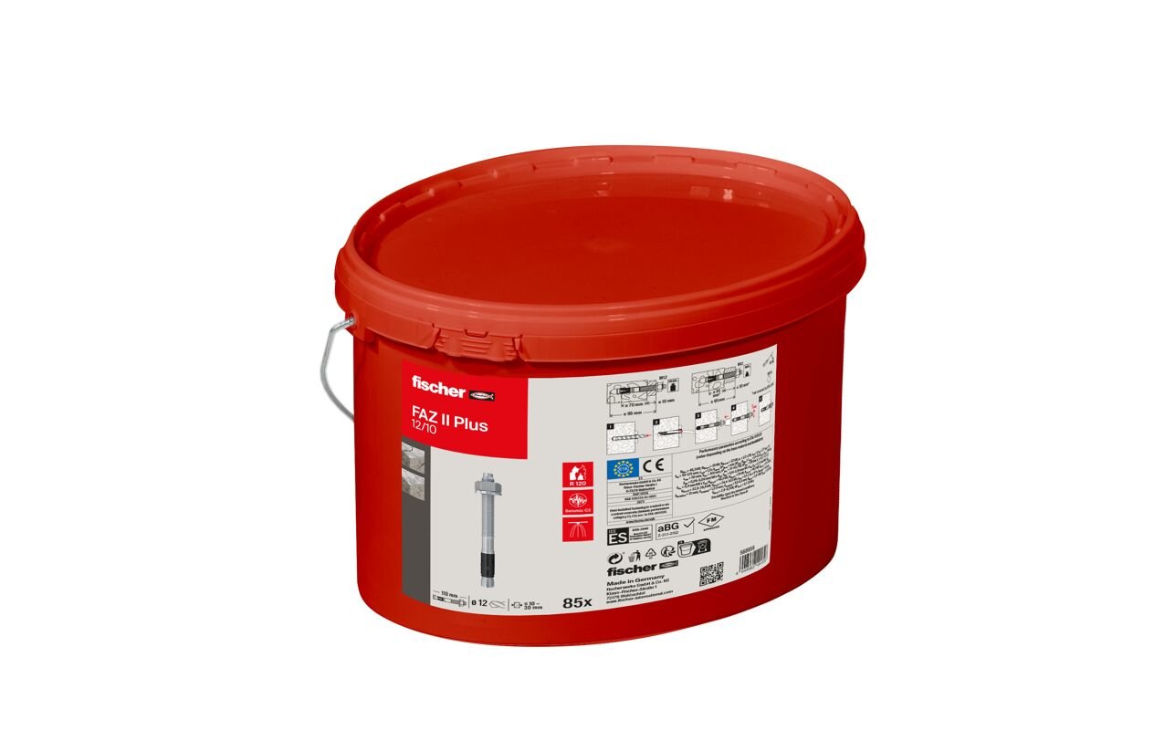 Fischer Bolzenanker Faz Ii Más 12/10 En El Cubo, Plata De Espiga, 85 Piezas, Galvanizado Galvánicamente 568859