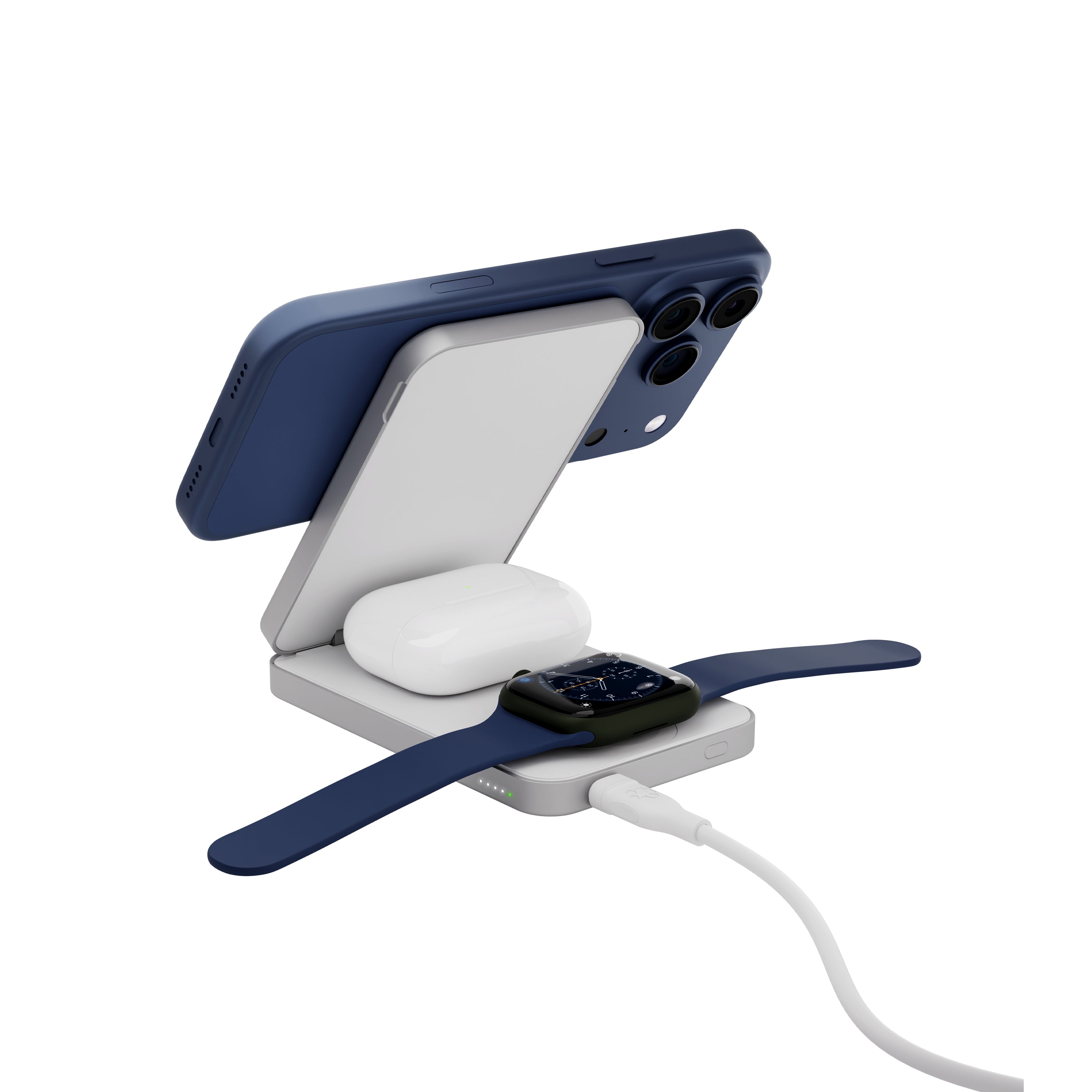 Dbramante1928 Re-Charge Cargador Inalámbrico 3-In-1 Qi3 8000 Mah 20 Vatios (Usb-C) En El Cable: Usb-C Blanco