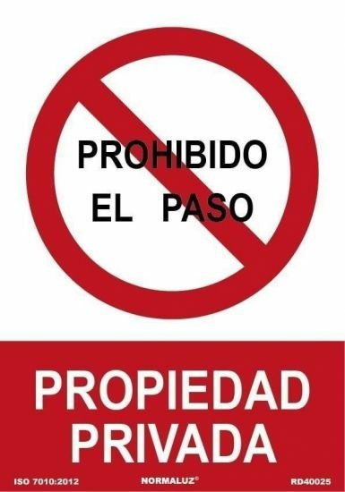 Archivo 2000 Señal "Prohibido El Paso Propiedad Privada" 210x300mm Pp Rojo/Blanco