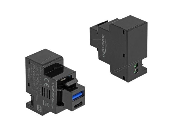 Keystone Modul Mit Usb Typ-A Und Usb Type-C Ladebuchse Pd 20 W Schwarz