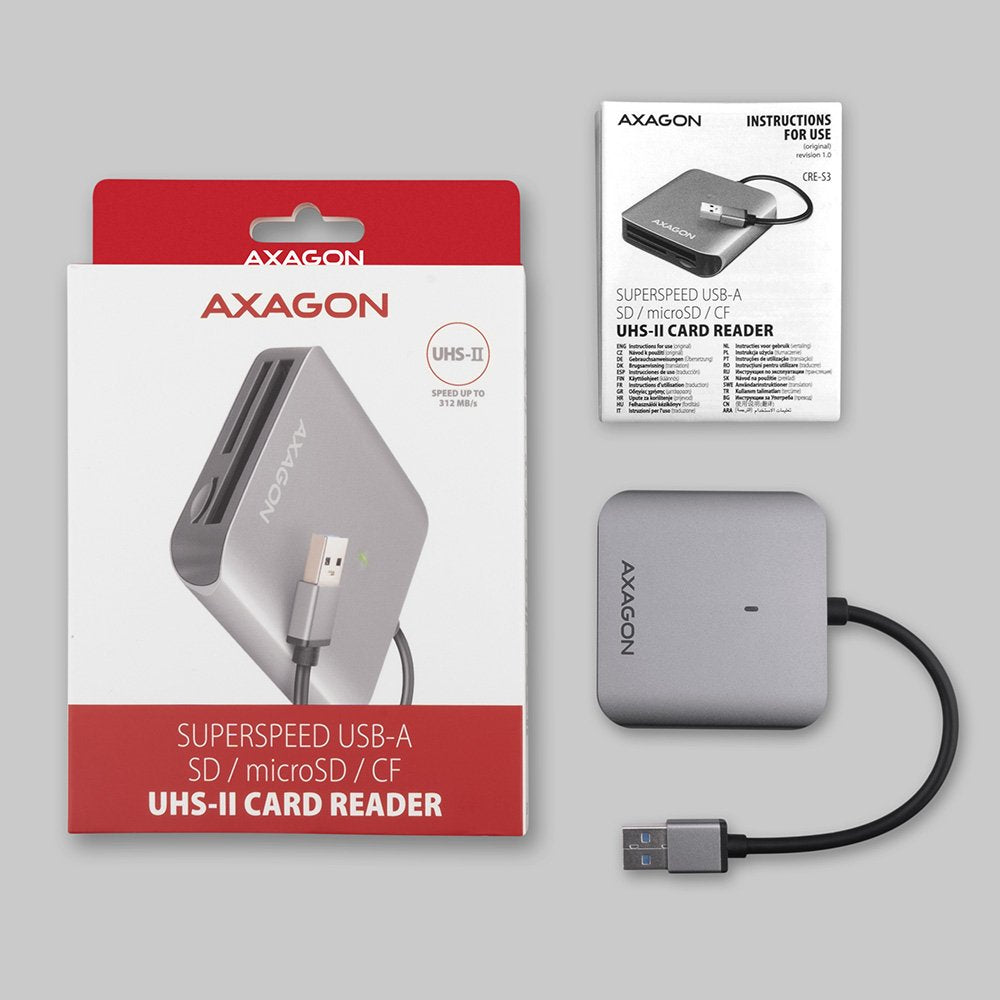 EAN 8595247906625 - Axagon CRE-S3 External card reader USB-A 3.2 Gen 1 3-slot & lun SD/microSD/CF lector de tarjeta USB 3.2 G imagen 7