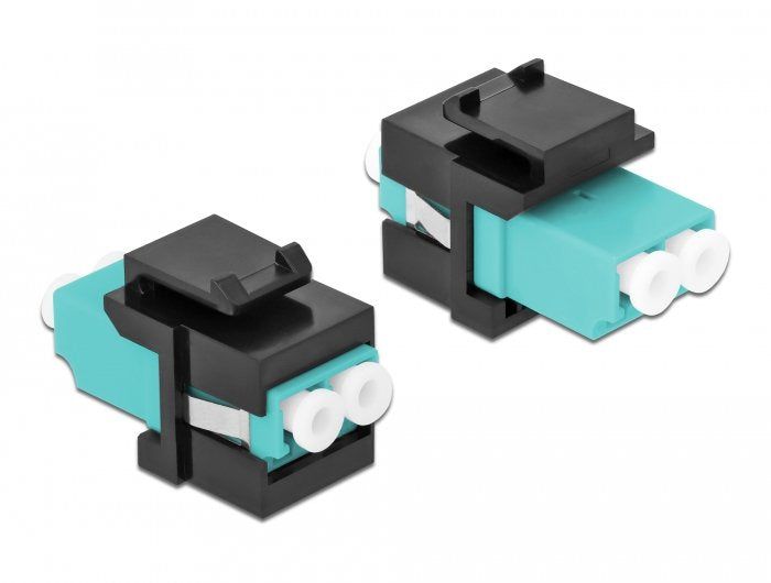 Keystone Modul Lc Duplex Buchse Zu Lc Duplex Buchse Aqua   Schwarz