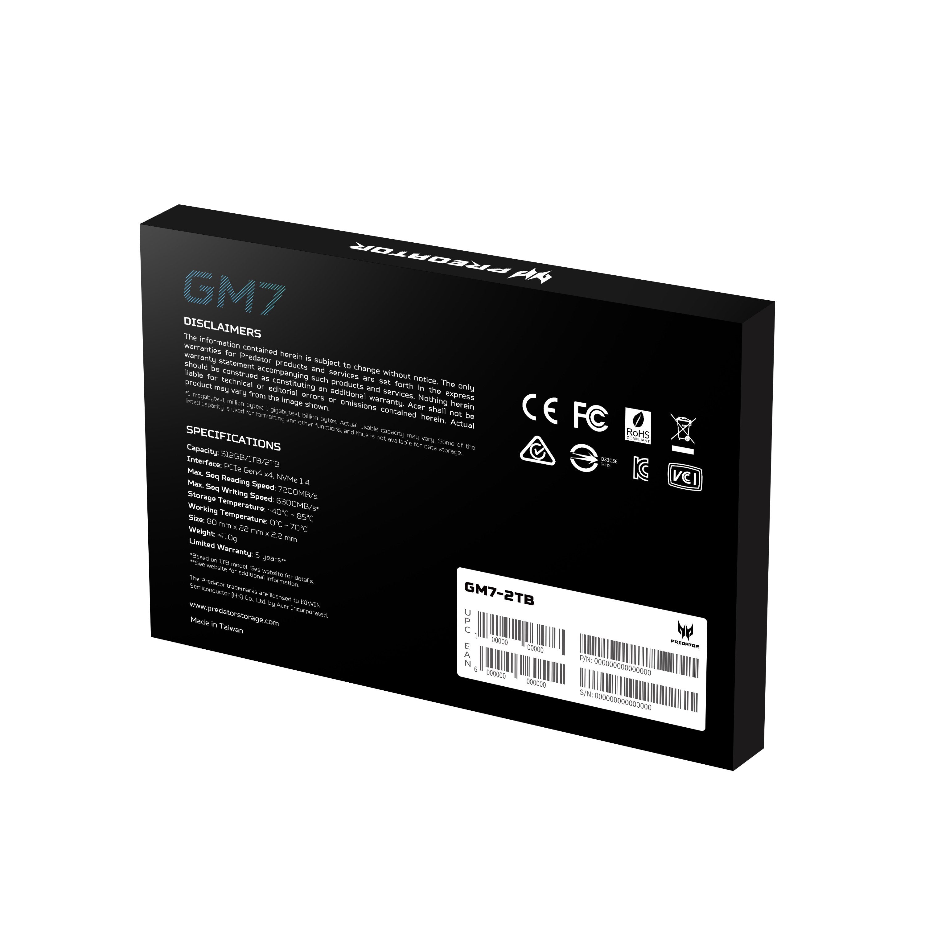 EAN 6955914619135 - Predator GM7-2TB M.2 PCI Express 4.0 NVMe imagen 10