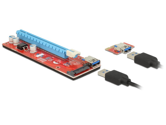 Delock 41423 Tarjeta  Pci Express X1 > X16 Con Cable Usb 60cm