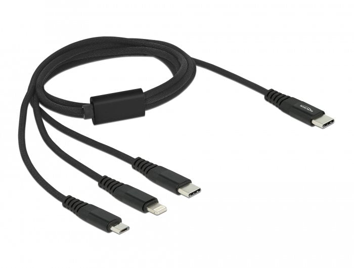 Delock Cable De Carga Usb 3 En 1 Usb Type-C A Lightning / Micro Usb / Usb Type-C 1 M