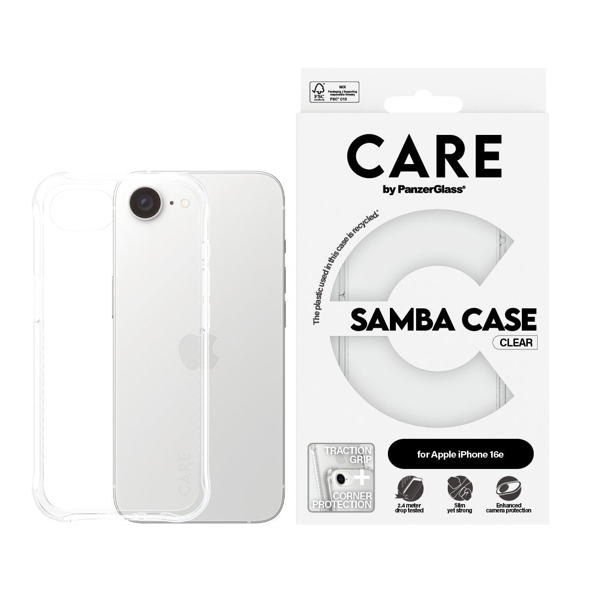 EAN 5715685023101 - PanzerGlass CARE™ by ® Samba Case Transparent iPhone 16e funda para teléfono móvil Transparente imagen 2