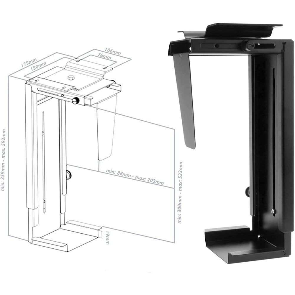 EAN 8051128102819 - Techly ICA-CS 66 soporte de CPU Soporte para instalación de CPU bajo mesa Negro imagen 3