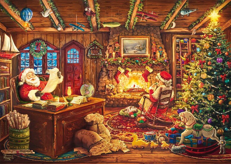 Schmidt Juegos Thomas Kinkade Studios: Santa Prüft La Wunschliste 1000 Piezas) 58794