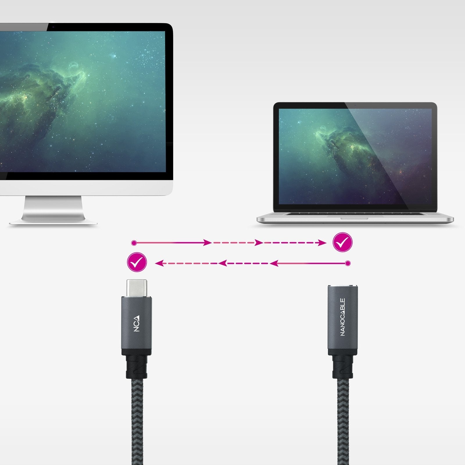 Cable Usb 3.2 Gen2x2 100w 4k/60hz Usb-C M/H 2 M