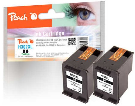 Peach Pi300-655 Cartucho De Tinta 2 Pieza(S) Compatible Negro Tinta A Base De Pigmentos, 15 Ml, 335 Páginas, 2 Pieza(S), Multipack