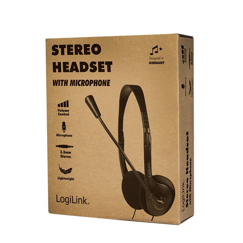 Auriculares Logilink Hs0052 On-Ear  3.5mm  Negro, 1.8m Cable
