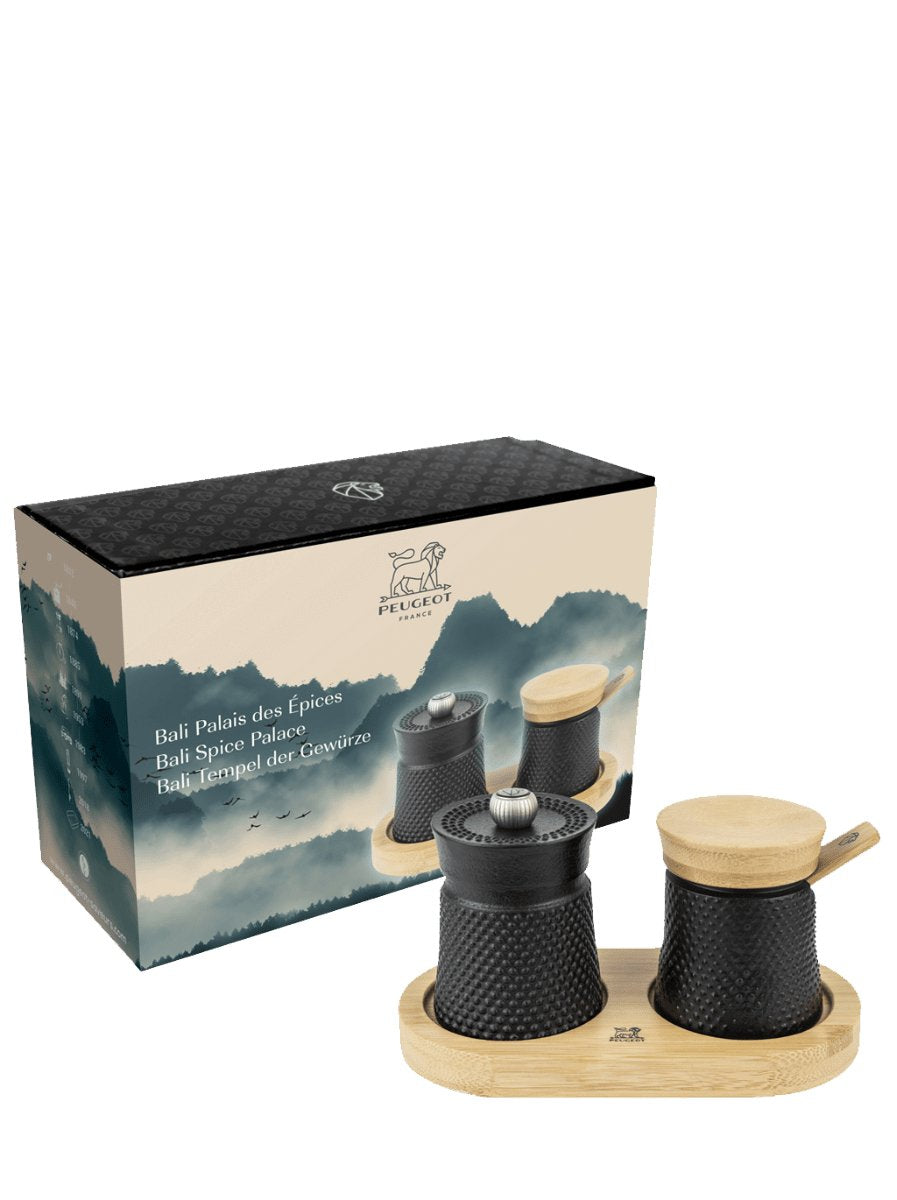 Peugeot Bali Fonte Pfeffermühle Salzstreuer+ Tray 8cm Black