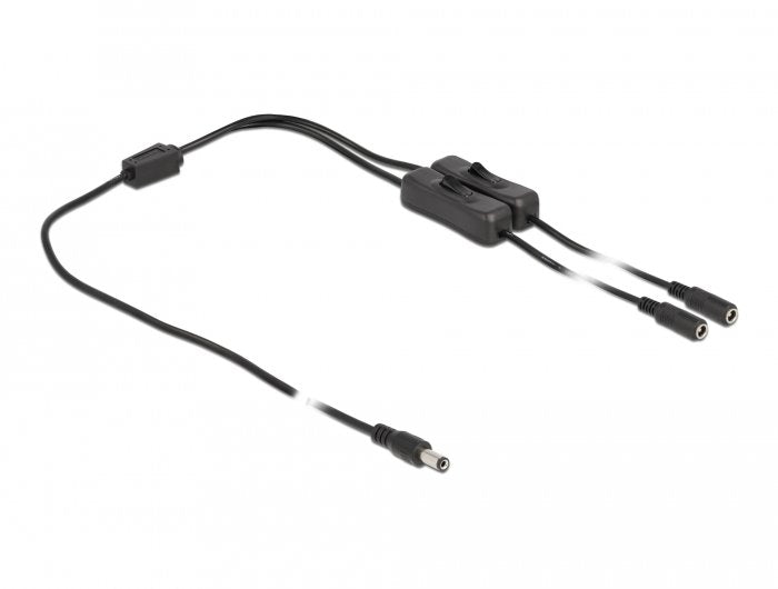 Delock Cable Dc 5,5 X 2,1 Mm Stecker Zu 2 X Dc Buchse Mit Schalter 1 M