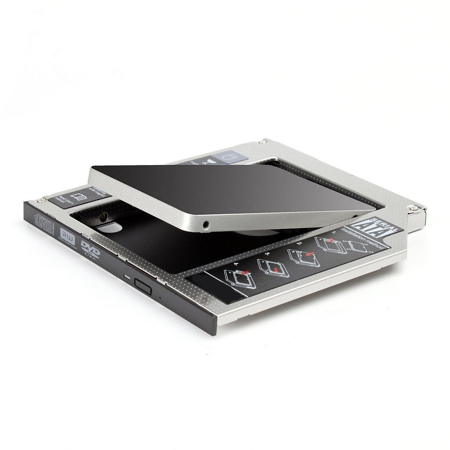 Ewent Sata Iii Ssd/Hdd Installation Frame For Cd/Dvd/Blu-Ray Drive Ewent Ew7005, Universal, Funda De Disco Duro, Acrilonitrilo Butadieno Estireno (Abs), Aluminio, Negro, Gris, 2.5", Hp, Dell, Acer, Benq, Asus, Lenovo, Great Wall