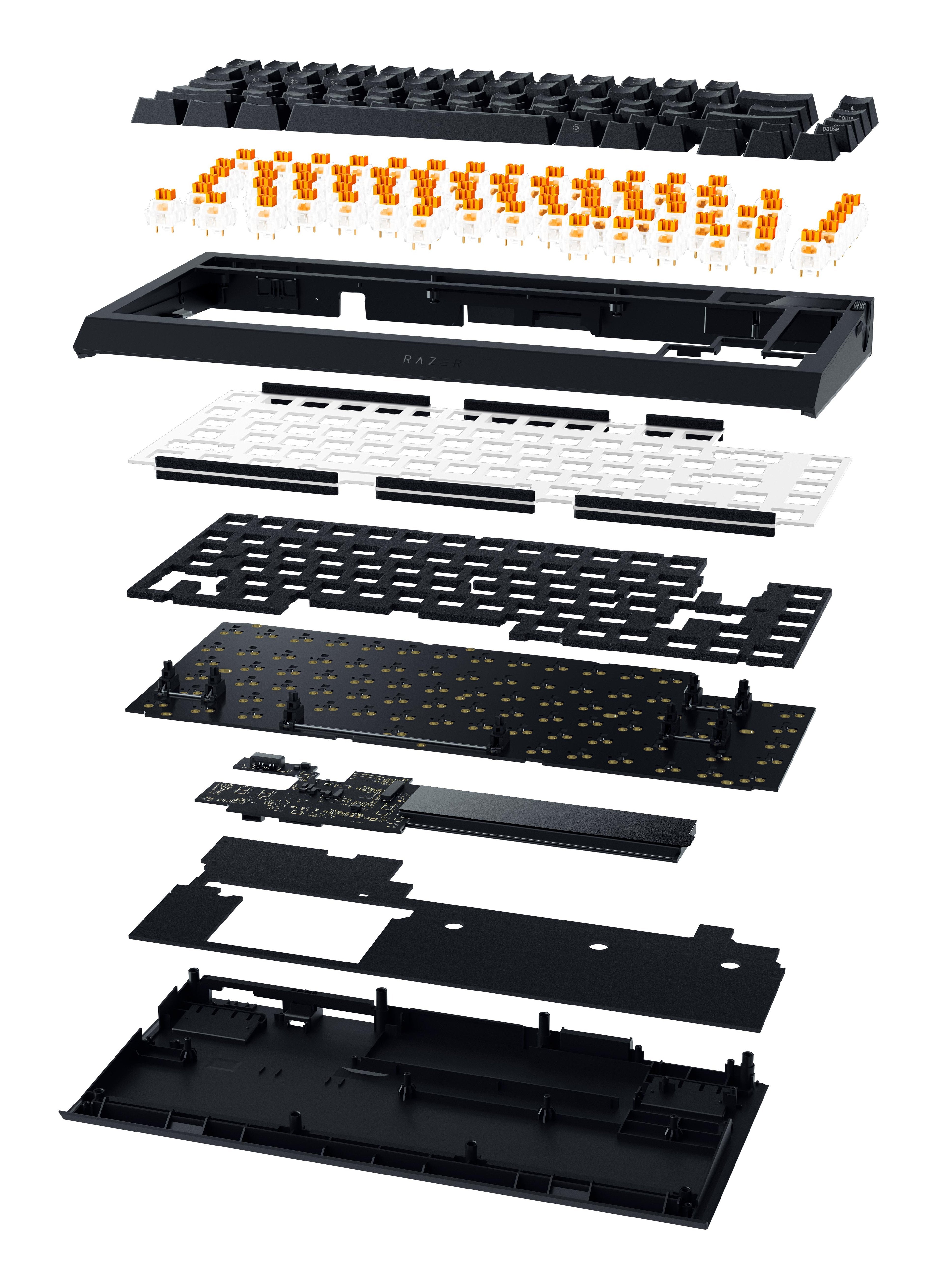 Razer Blackwidow V4 Pro 75% Mechanical Gaming Keyboard, Us Layout, Wireless, Black