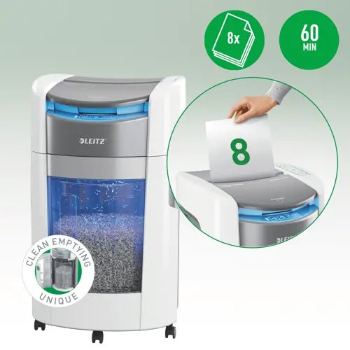 Trituradora Leitz 80410000 Iq Optimax Autofeed 300, P5, 300 Hojas, Cubo De 25 L