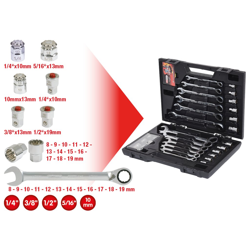 Ks Tools Gearplus Ringstop Ratchet Ring Spanner-Set Llaves