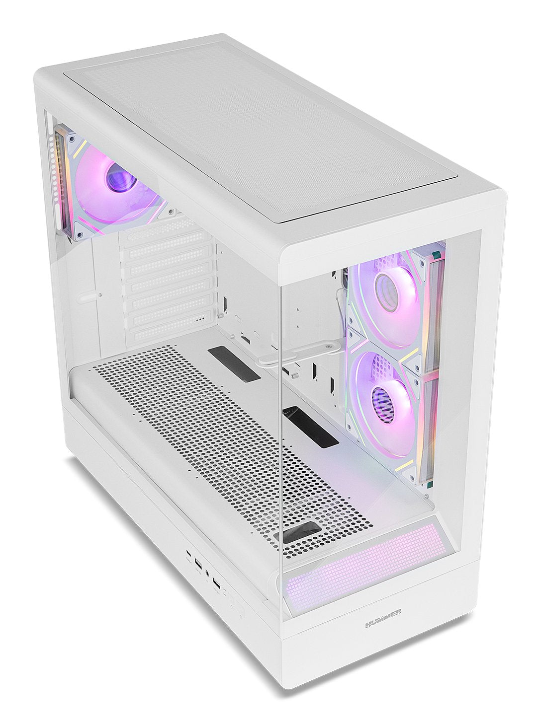 Caja Nox Semitorre Frameless Hummer Signal Argb Blanca Usb Type C