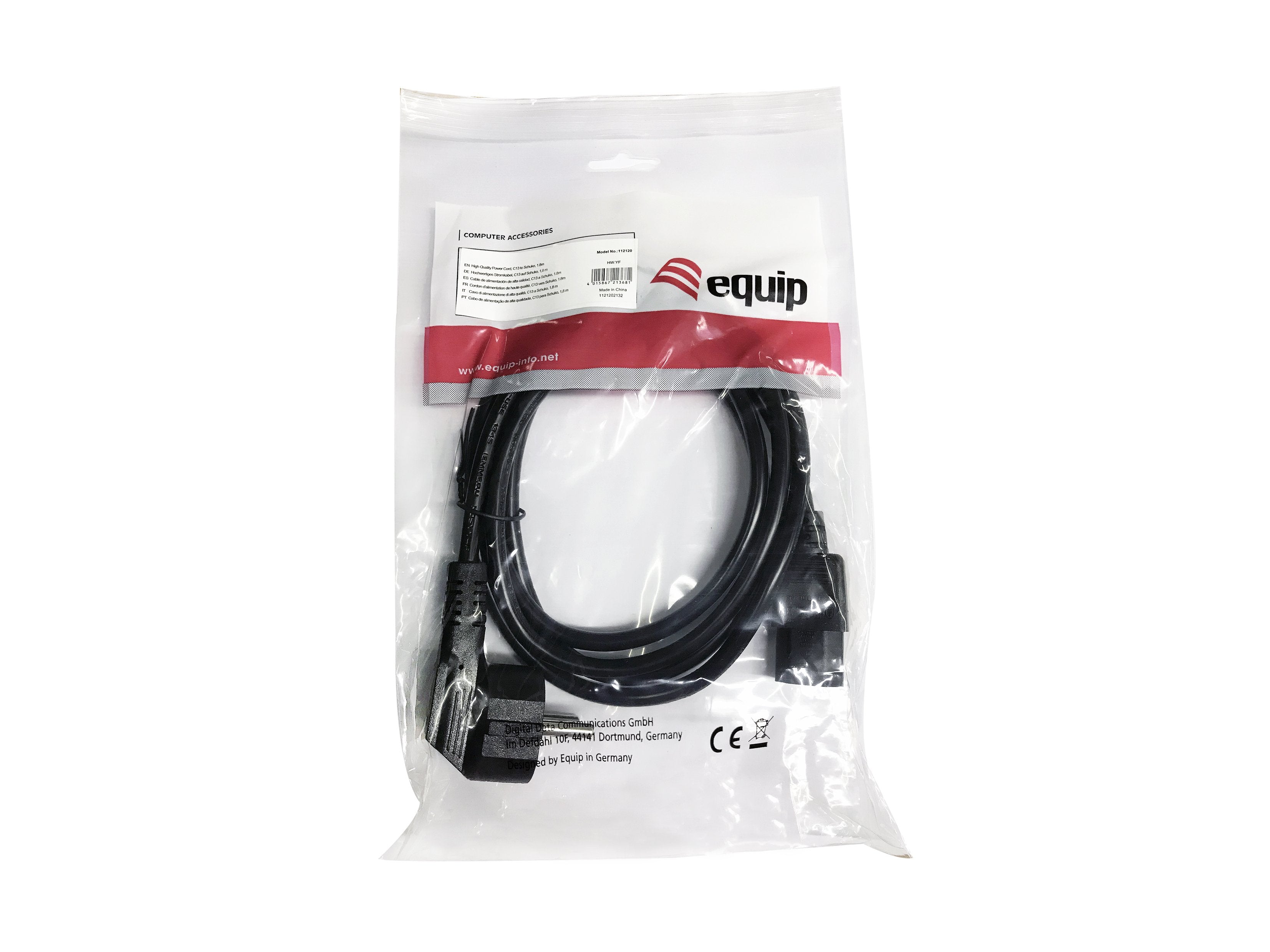 EAN 4015867238714 - Equip 112120 cable de transmisión Negro 1,8 m CEE 7/7 C13 acoplador imagen 5