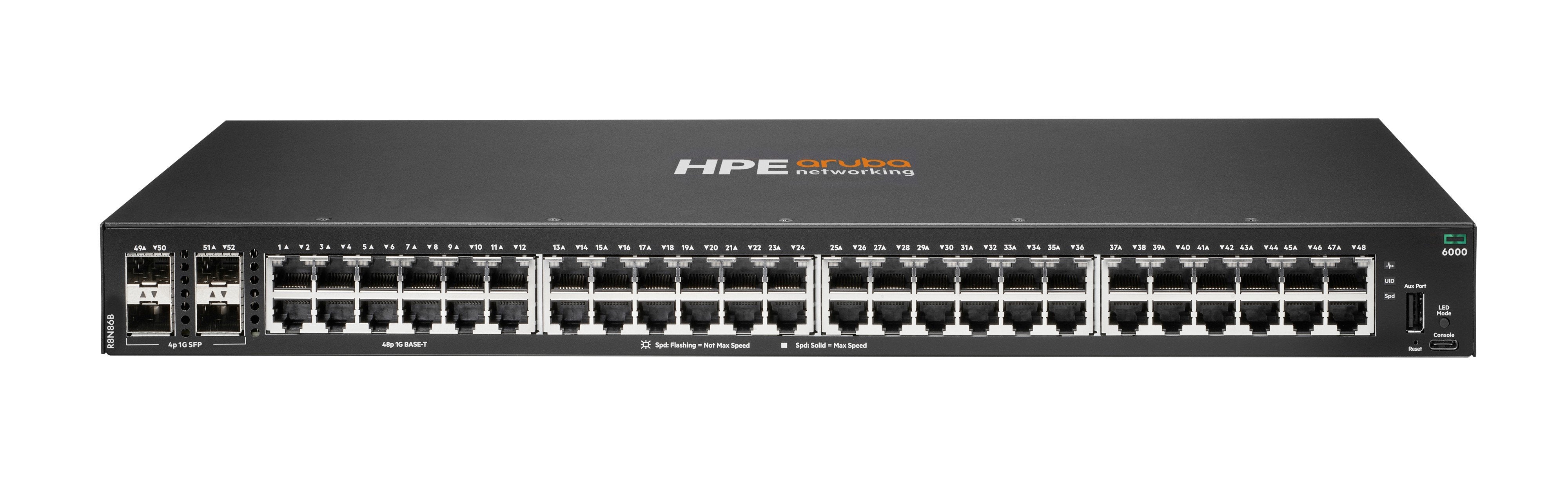 Hpe Aruba Networking Cx 6000 48p 10m/100m/1g 4p Sfp 1g Switch Conmutador Gestionado 48 X 10/100/1000 + 4 X Gigabit Sfp (Enlace Ascendente) Flujo De Aire De Lado A Lado Montable En Rack Montaje En Pared Bto