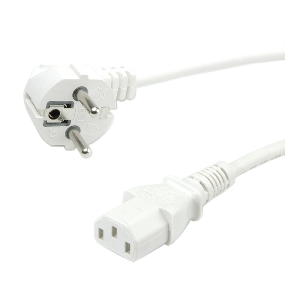 Roline Verde Netzcable, Gerade Iec-Buchse, Wei, 0,8 M