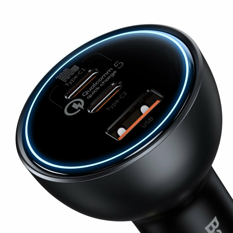 Ladowarka Samochodowa Baseus Qualcomm, Usb, 2x Usb-C, 160w (Szara)