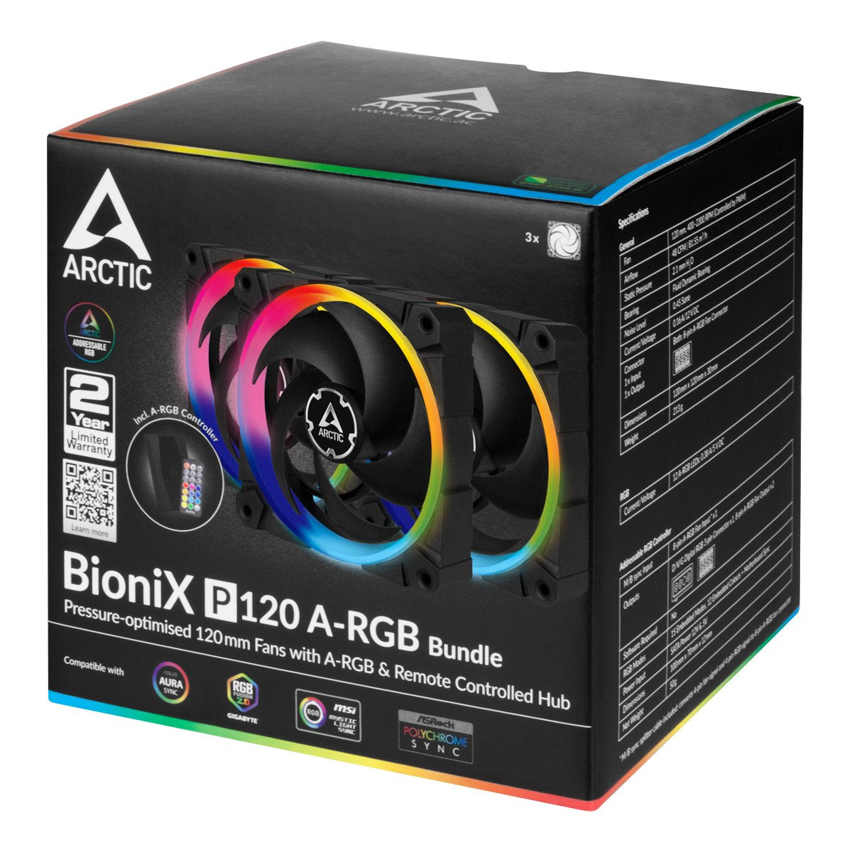 Ventilador Arctic Bionix P120 A-Rgb Bundle De 120 Mm Acfan00156a