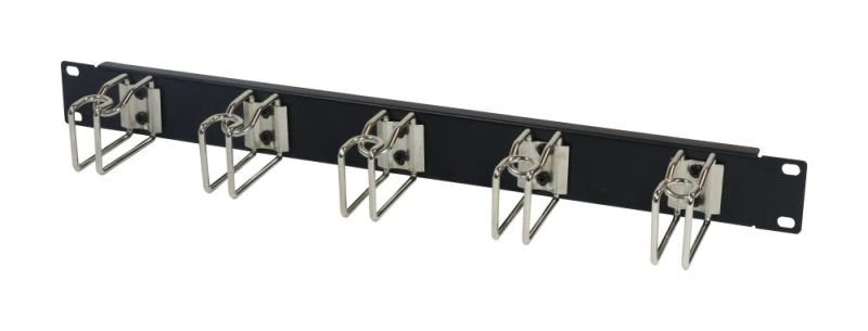 Allnet 19\"Zbh. Cableführungsplatte, 1he, Metall Con 5 Grossen Bügeln, Negro,