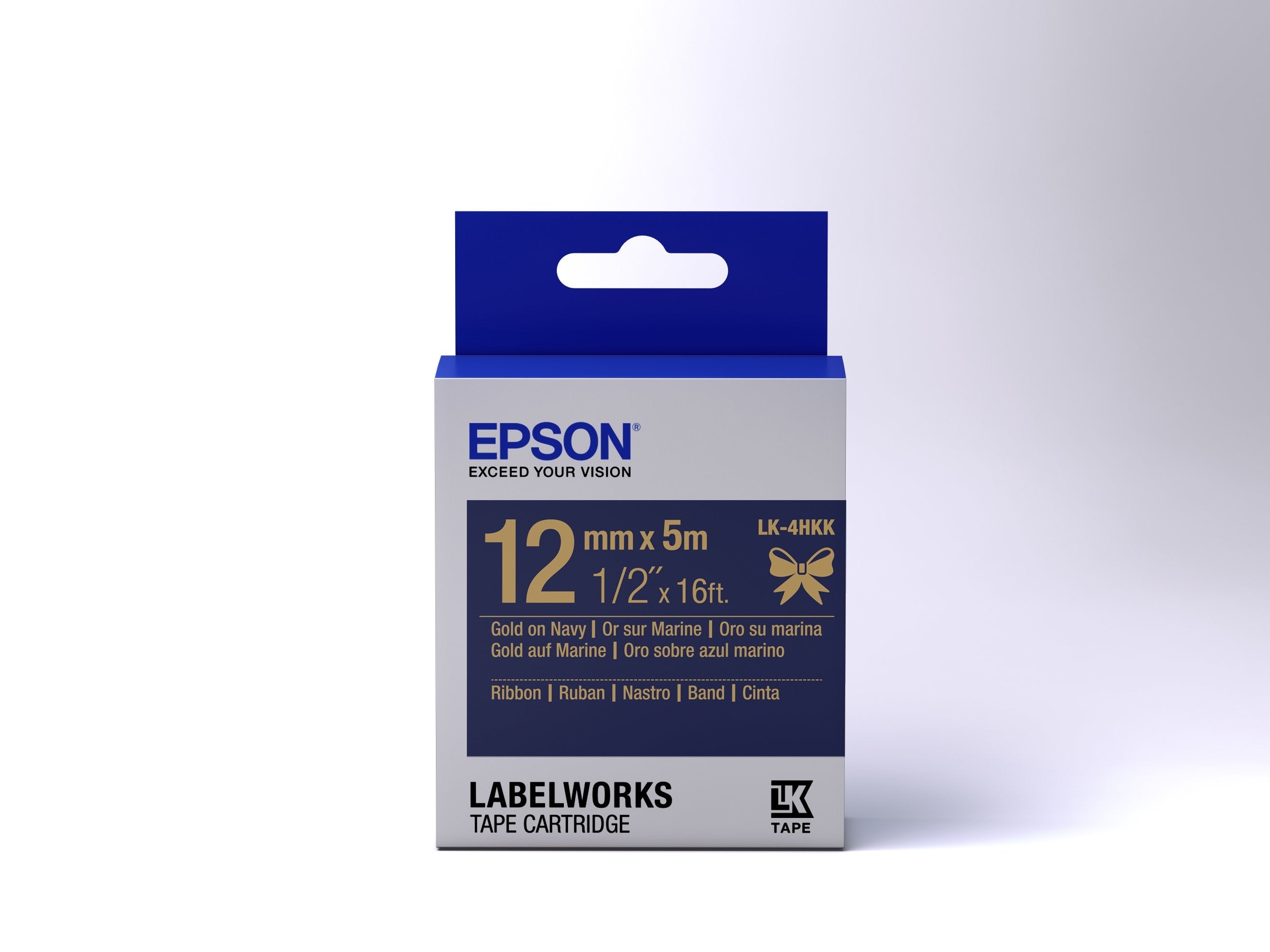 Epson Cartucho De Etiquetas De Cinta Satinada Lk-4hkk Oro/Azul Marino De 12 Mm (5 M)