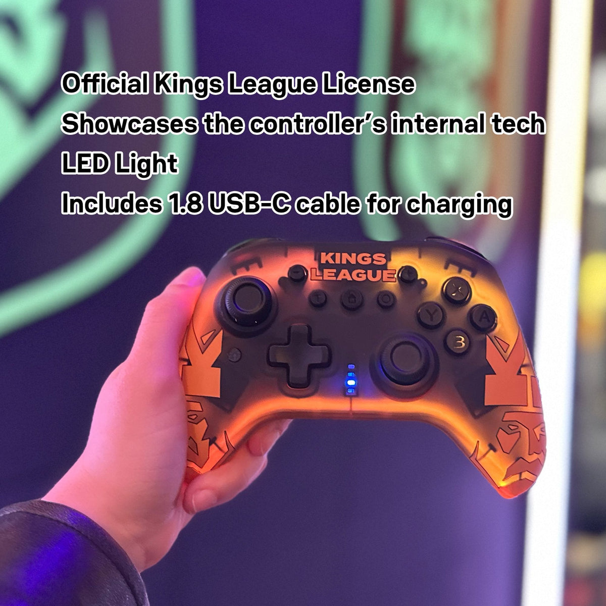 Mando Compatible Blade - Wireless · Pc/Switch/Ios/Android · Luz Led Rgb · Cable Usb Tipo C · Kings League