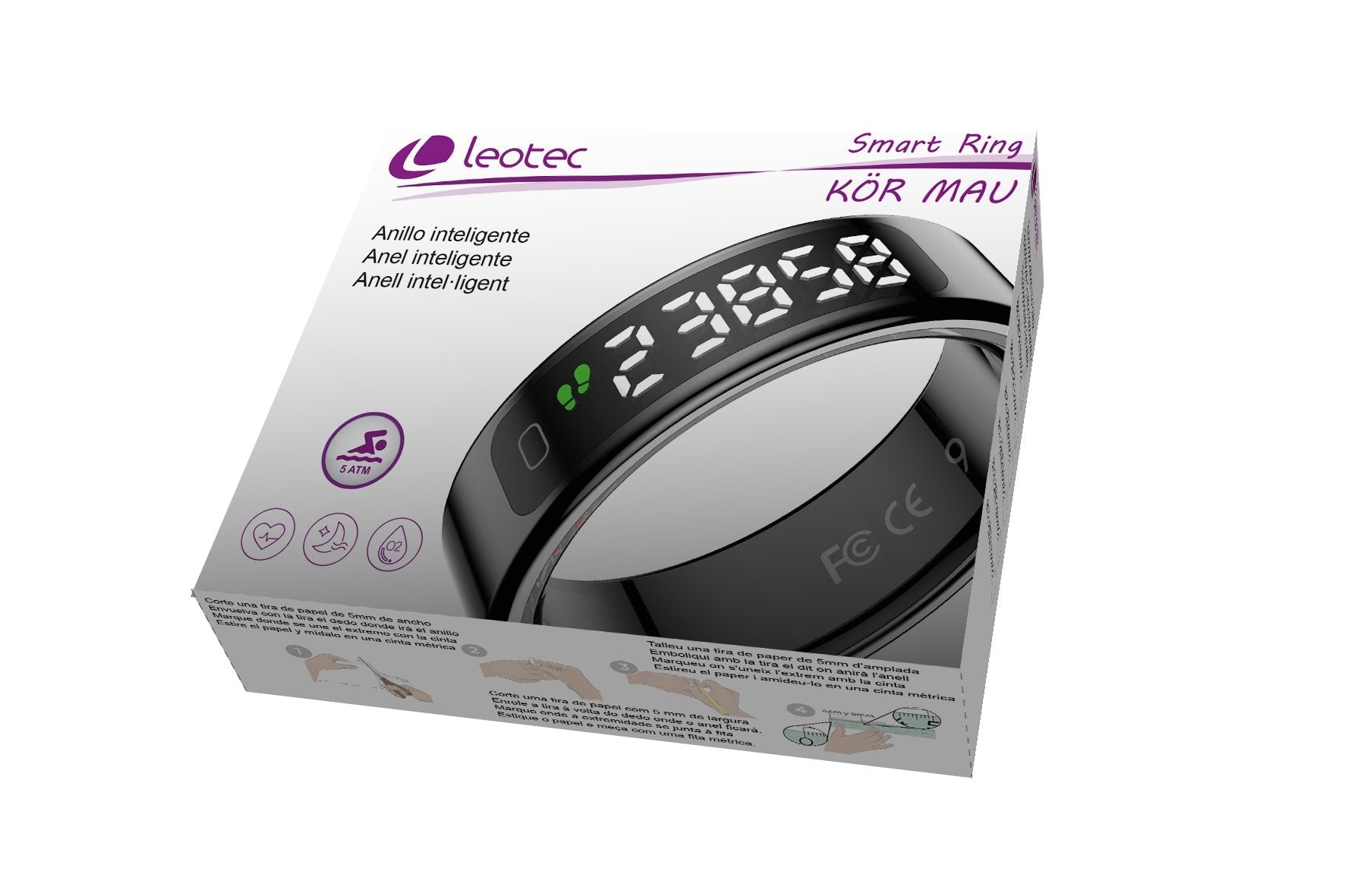 Leotec Smart Ring Kor Mau Negro Talla 11