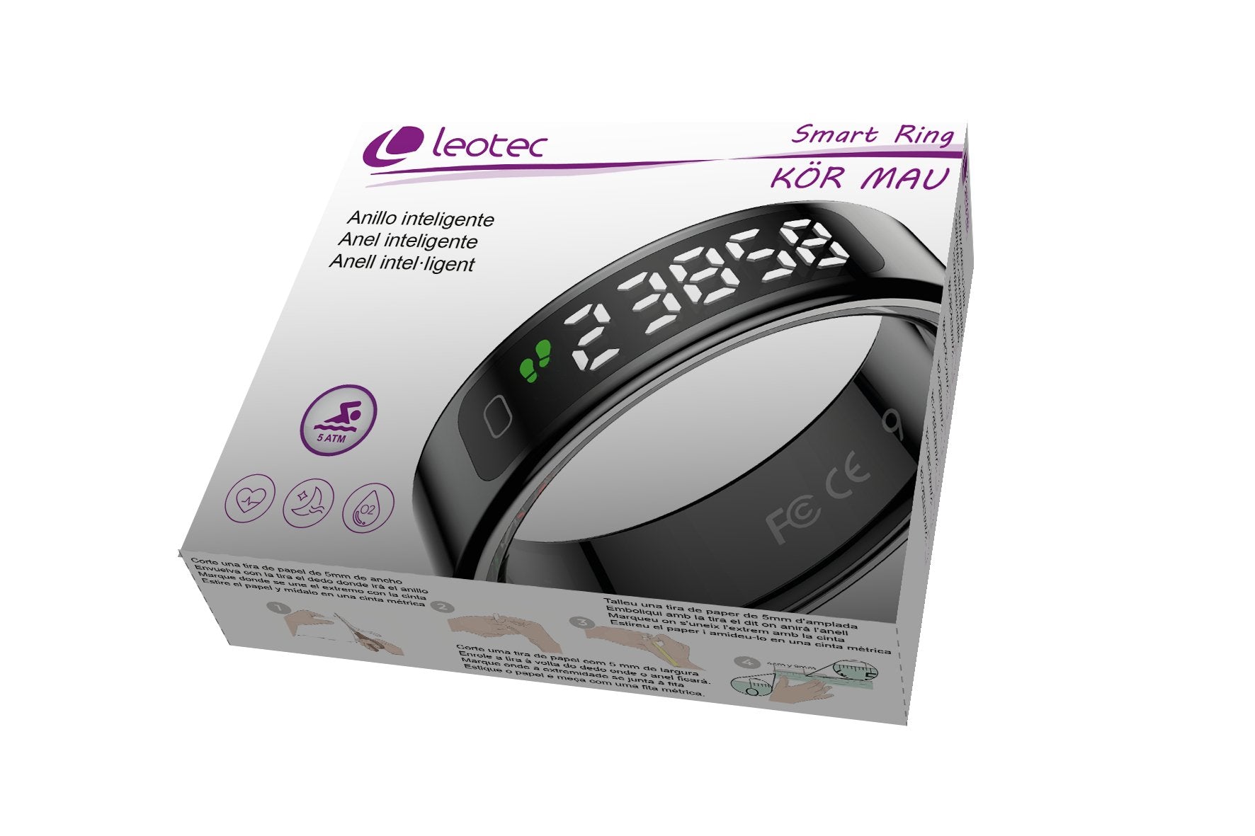 EAN 8436588883360 - Leotec LESR01K08 rastreador de actividad LED Anillo inteligente rastreador de actividad IPX8 Negro imagen 7