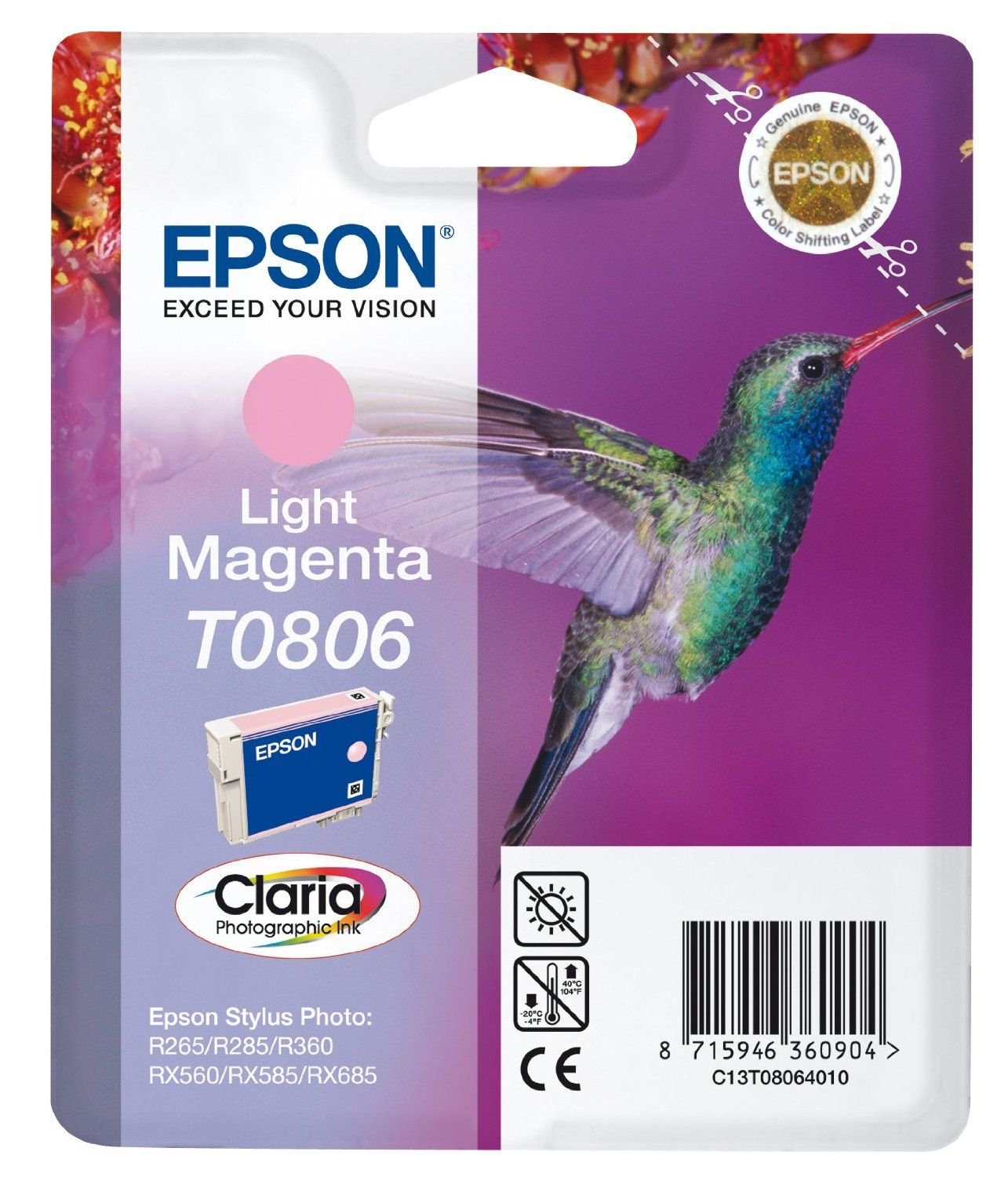 EAN 8715946360904 - Epson Hummingbird T0806 Claria Photographic cartucho de tinta 1 pieza(s) Original Magenta claro imagen 1