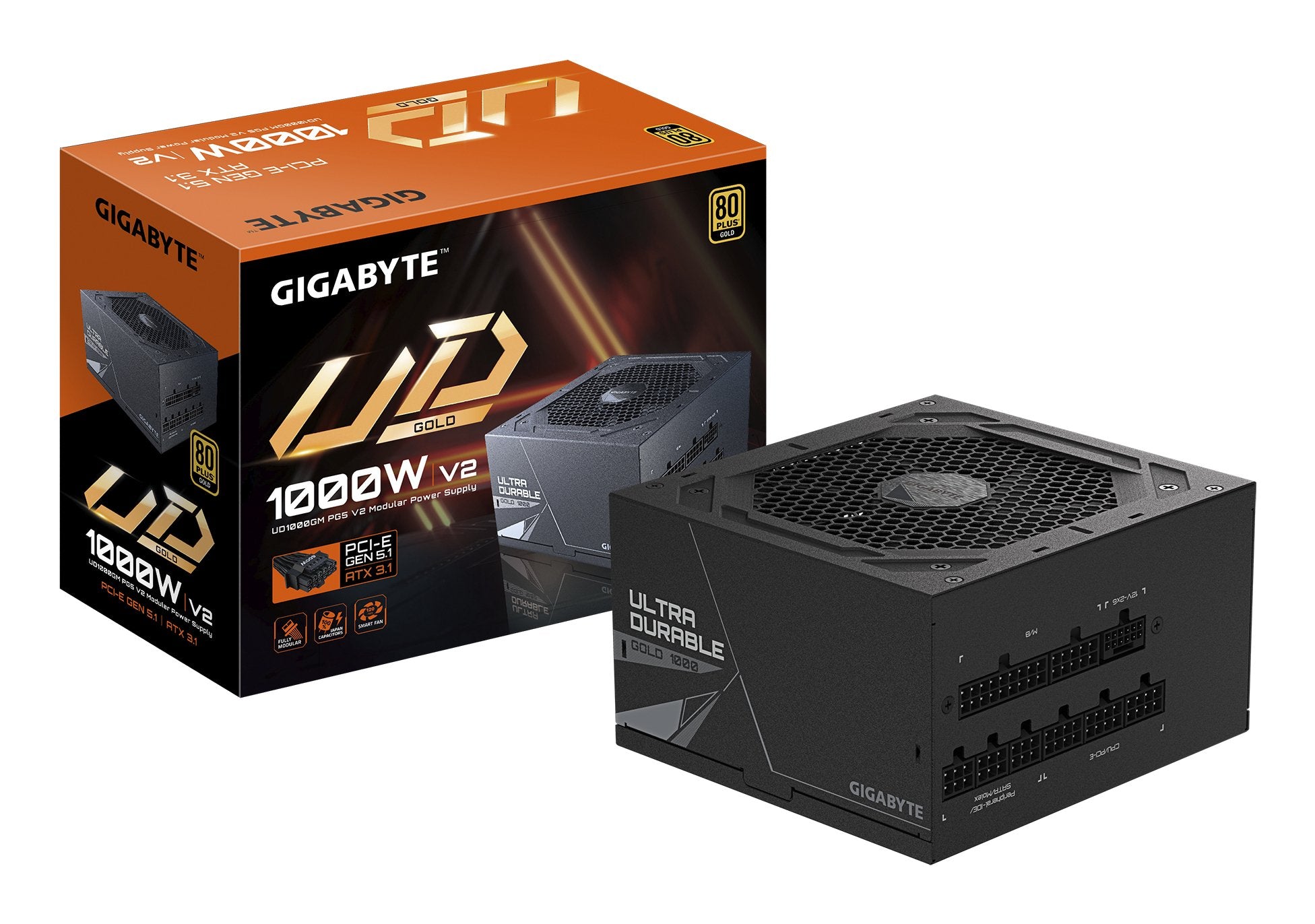 EAN 4719331556112 - GIGABYTE UD1000GM PG5 V2 unidad de fuente de alimentación 1000 W 20+4 pin ATX Negro imagen 1
