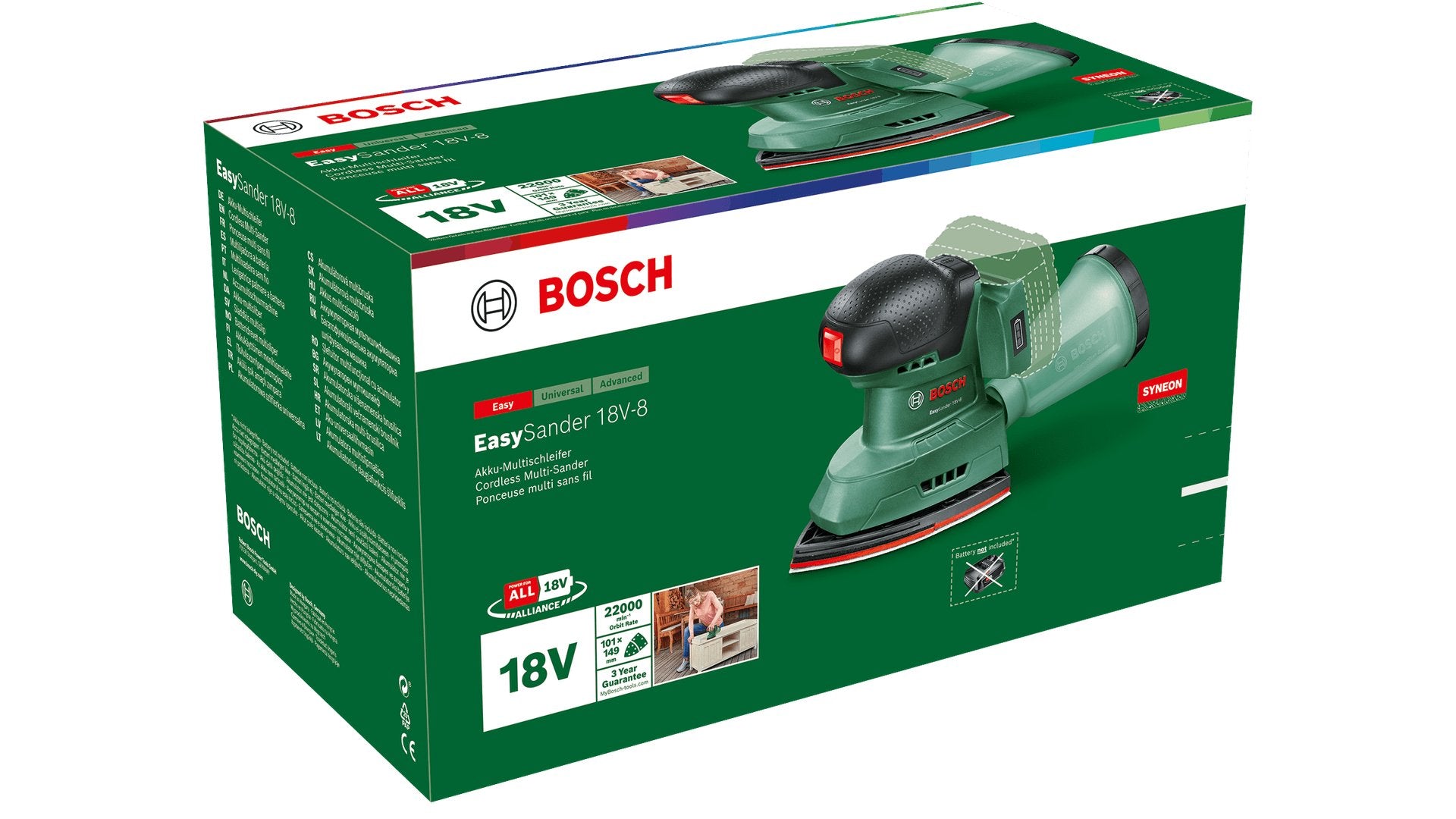 EAN 4053423231939 - Bosch EasySander 18V-8 Lijadora orbital 22000 OPM Negro, Verde imagen 3