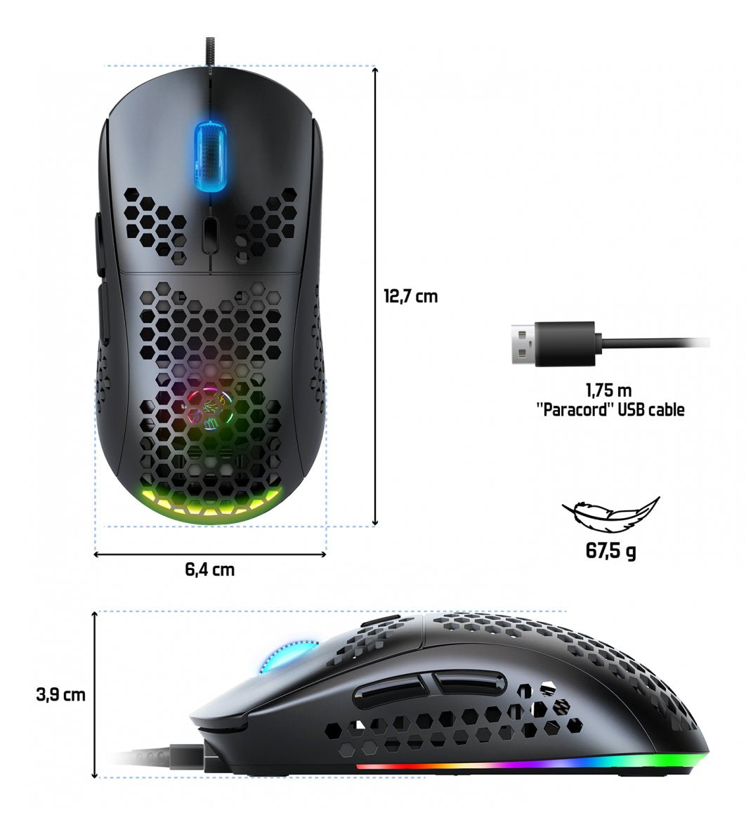 EAN 3700104455801 - Spirit of Gamer PRO-M4 DARK ratón Juego mano derecha USB tipo A Óptico 12800 DPI imagen 4