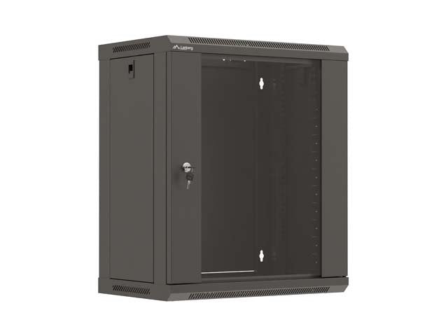 Lanberg Rack Cabinet 19" Wall-Mount 12u 540x350 Flat Pack With Glass Door Black