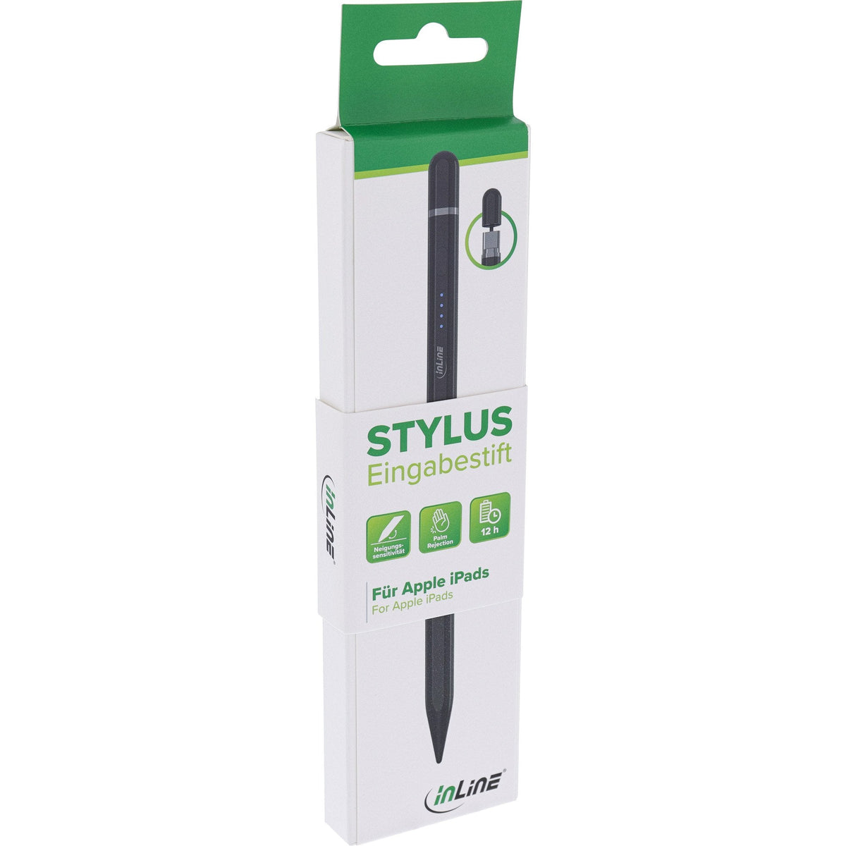Inline Stylus - Tabletstift Para Apple Ipads - Con Batería - Usb-C - Negro