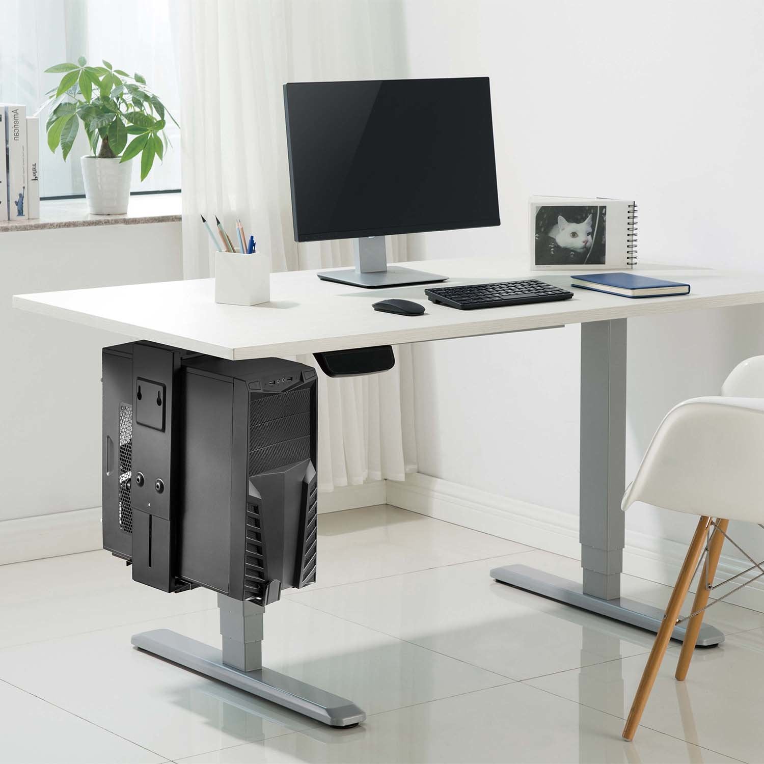 Aisens Soporte Giratorio Antirrobo Y Altura Personalizable Para Cpu Para Montaje Por Debajo De Escritorio O A La Pared