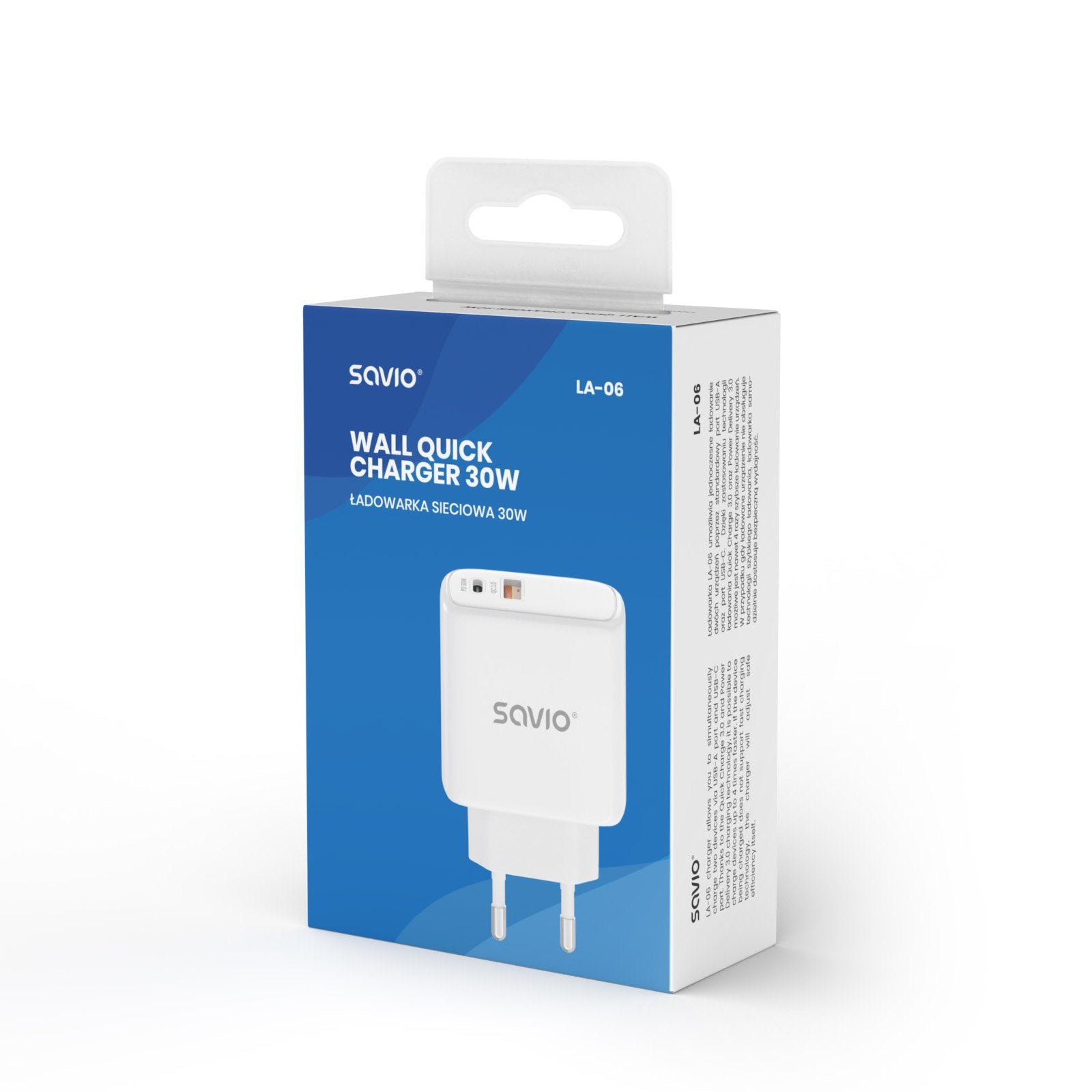 EAN 5901986046905 - Savio LA-06 USB Type A & C Quick Charge Power Delivery 3.0 Indoor Tableta, Teléfono Blanco Corriente alte imagen 7