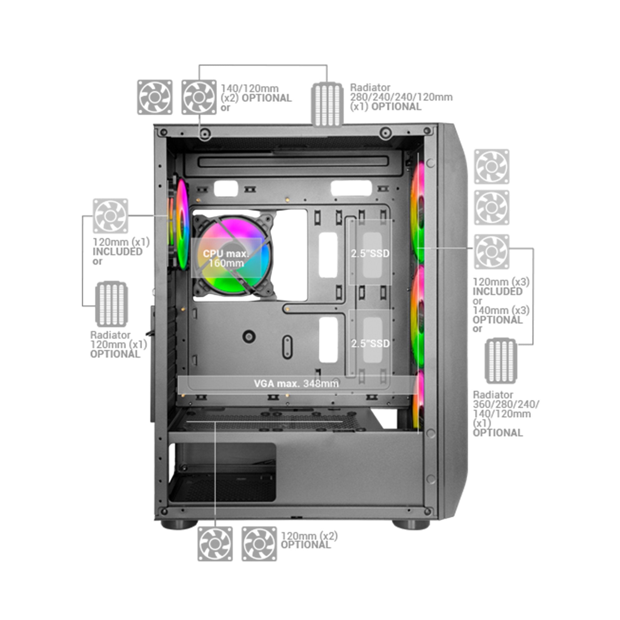 Caja Gaming Torre Mars Gaming Mc-Kx Blanca