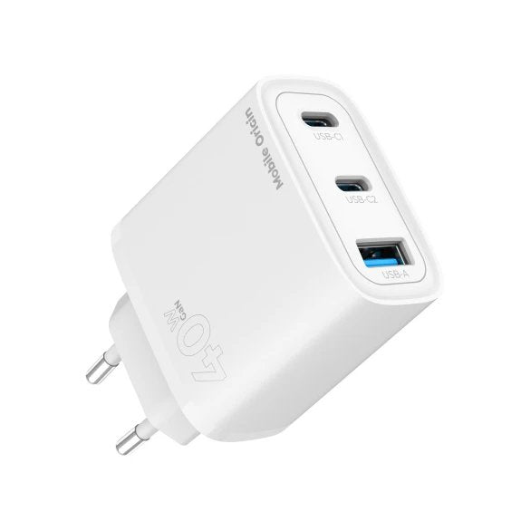 Mobile Origin 40w Gan Charger Mo13 White 1x Usb-A + 2x Usb-C