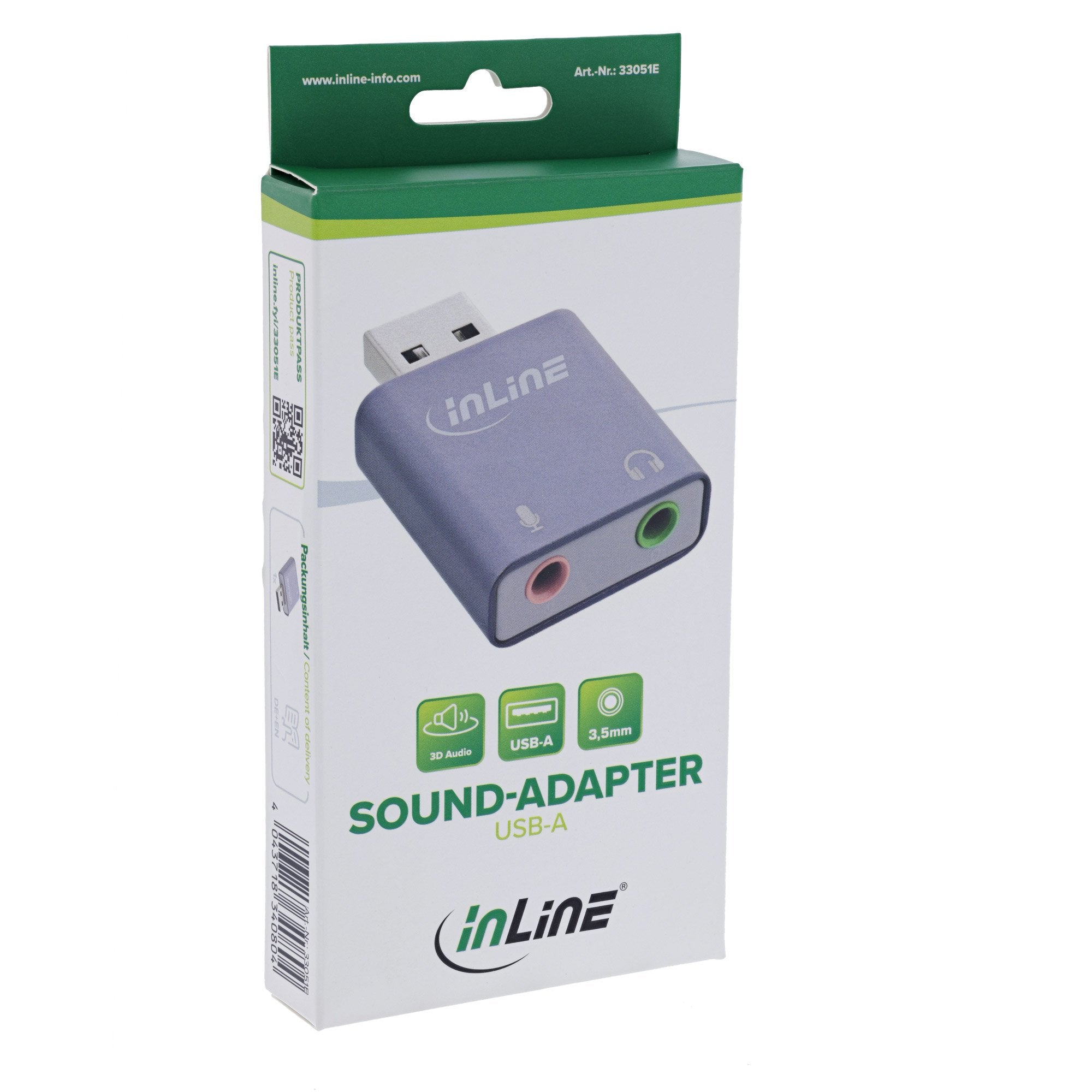 Inline® Usb Audio Sound Adapter, Usb-A