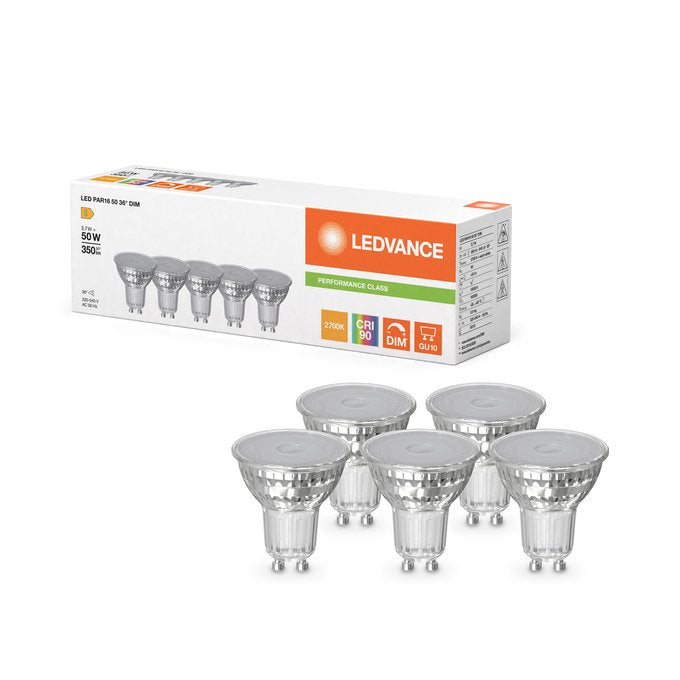 Osram Led Par16 50 36° Dim P 3.7w 927 Gu10 Dimmbare Led-Reflektorlampe Ve=5 St.