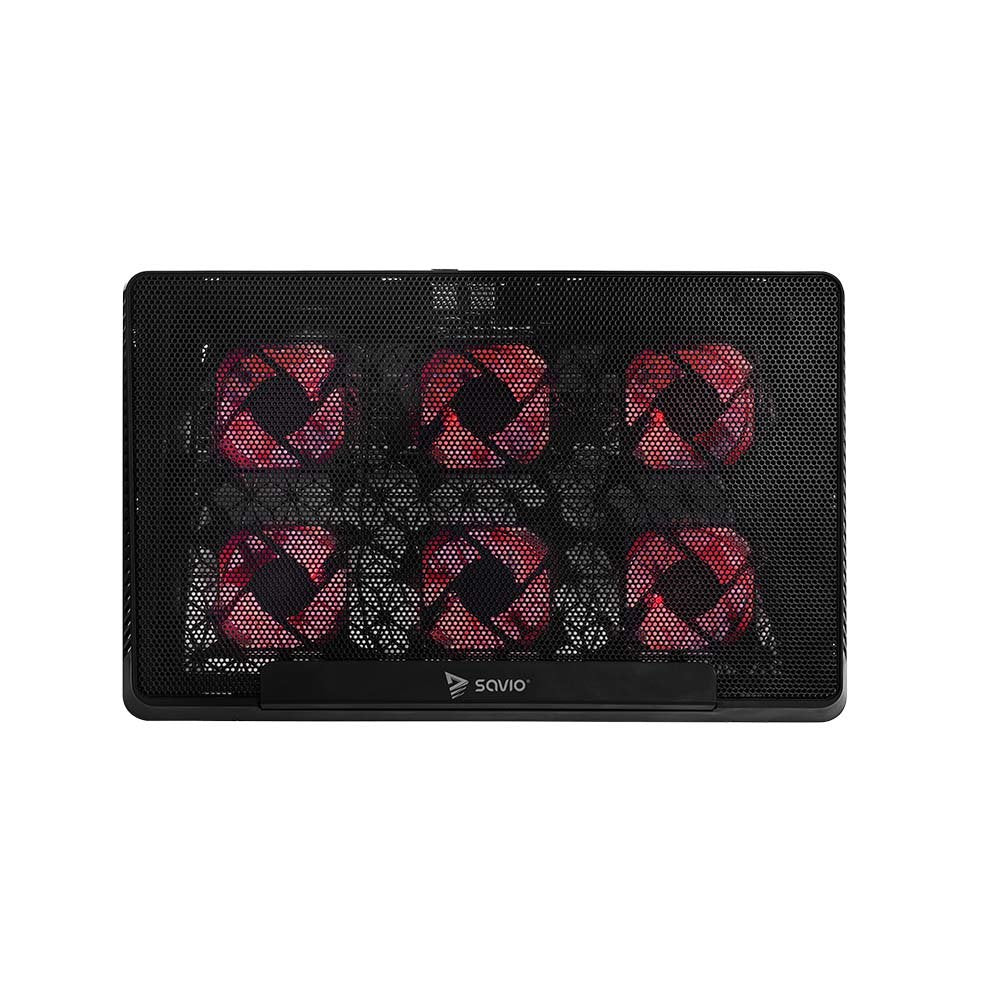 EAN 5901986047575 - Savio Laptop cooling pad 6 backlit fans 2000 RPM COS-01 almohadilla fría 43,9 cm (17.3") Negro, Rojo imagen 2